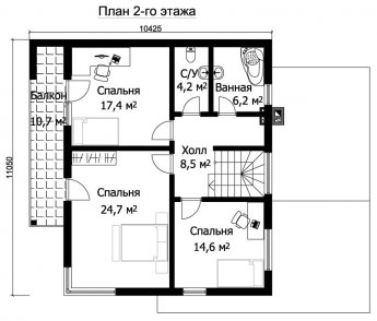 Проект дома ПД-003 План 2-го этажа